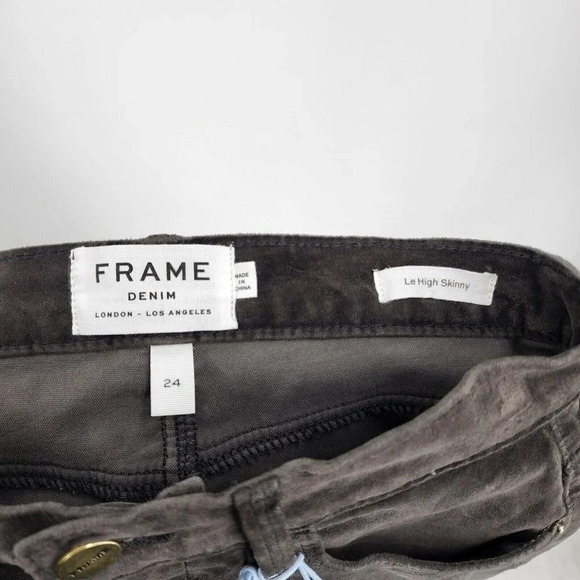 FRAME Women's Le High Skinny Velveteen High Rise Pants in Charcoal Size 24 NWT - Picture 8 of 11